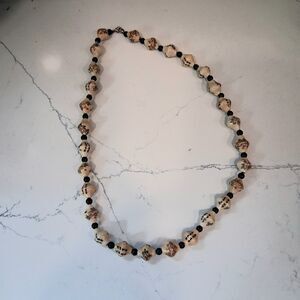 Vintage Hand Painted Chinese Asian Porcelain Bead Necklace 22 Inches